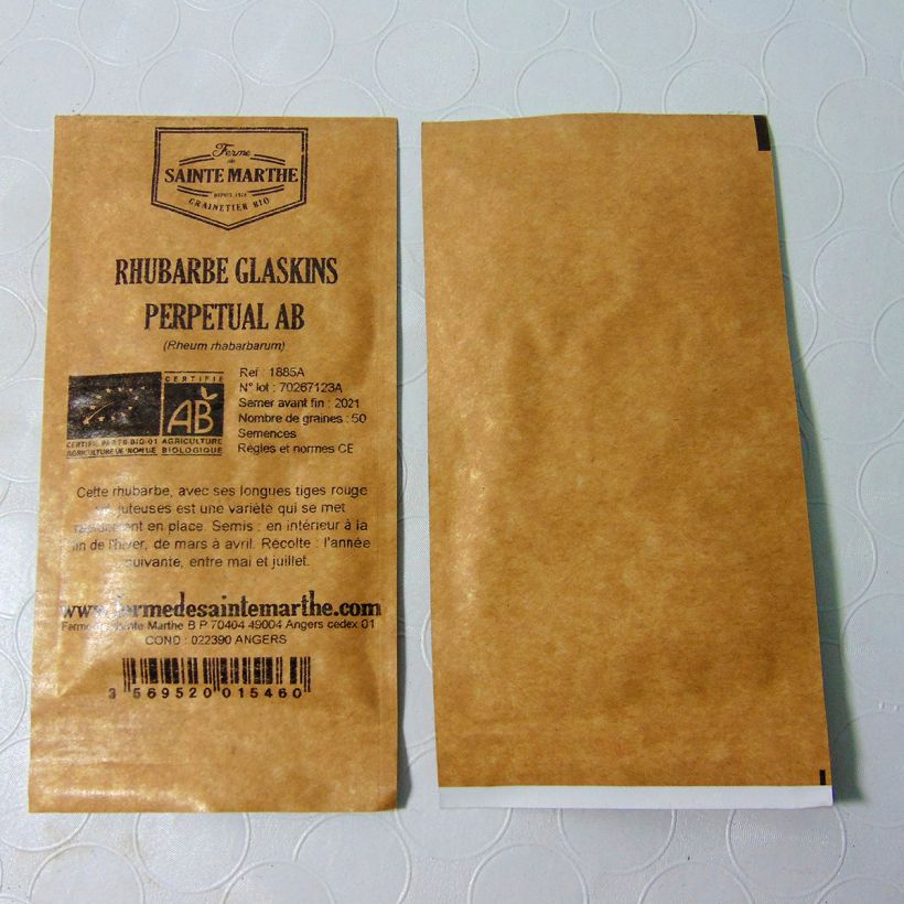 Exemple de spécimen de Rhubarbe Glaskins Perpetual Bio - Ferme de Sainte-Marthe le sachet de 50 graines tel que livré