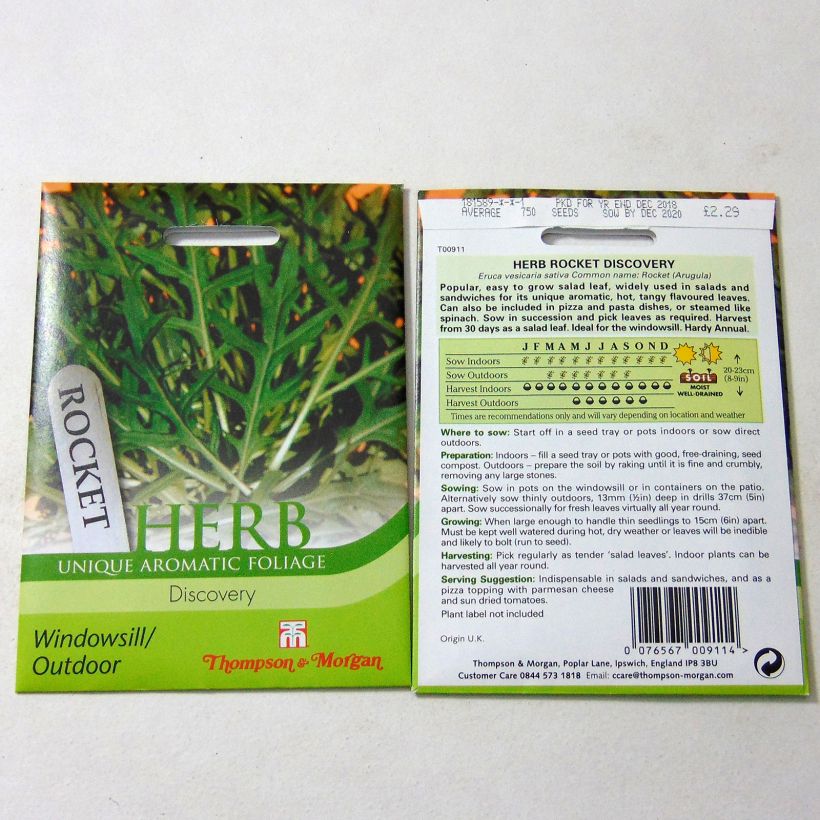 Exemple de spécimen de Roquette Discovery le sachet de 750 graines tel que livré