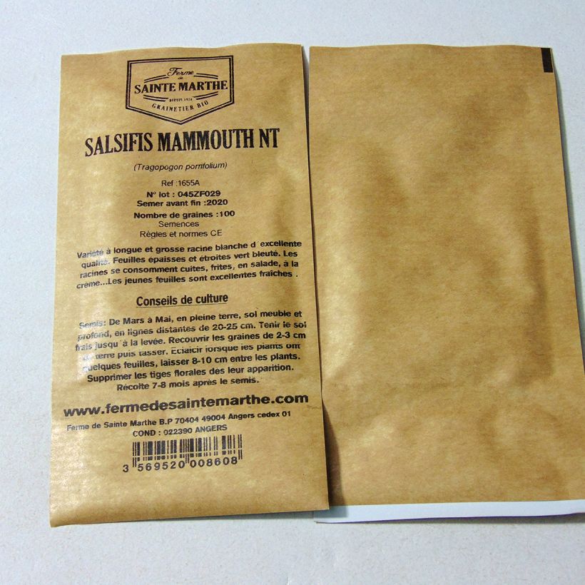 Exemple de spécimen de Salsifis Mammouth Bio - Ferme de Sainte Marthe le sachet de 100 graines (1g) tel que livré