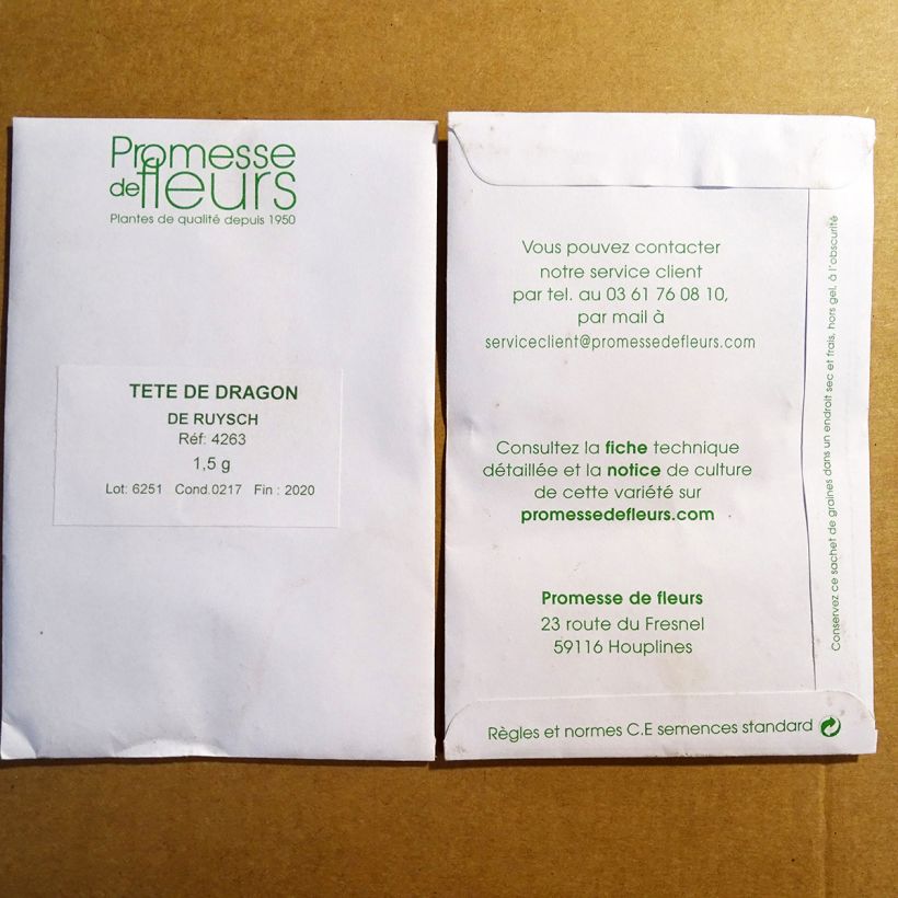 Exemple de spécimen de Tête-de-dragon - Dracocephalum moldavicum le sachet de 700 graines (1,5g) tel que livré