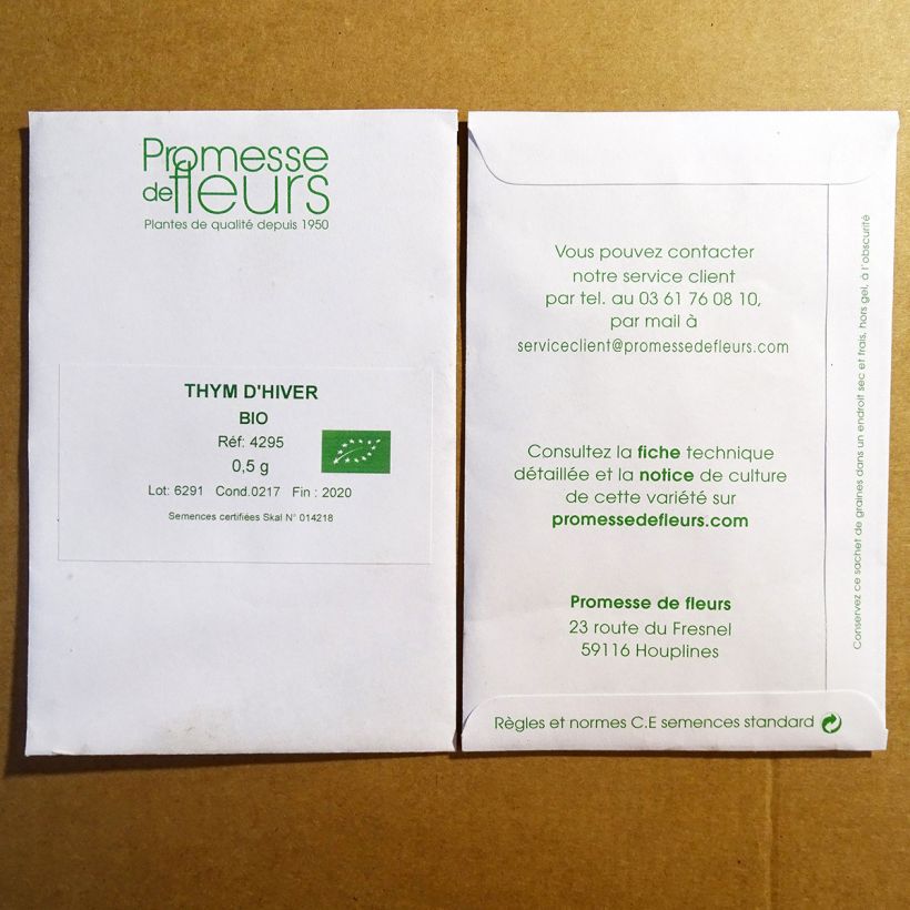 Exemple de spécimen de Thym d'hiver Bio - Thymus vulgaris le sachet de 2500 graines (0,5g) tel que livré