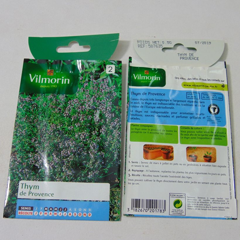 Exemple de spécimen de Thym de Provence - Vilmorin le sachet de 3000 graines tel que livré
