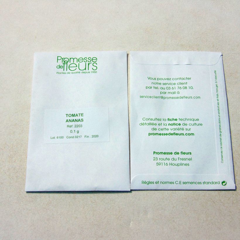 Exemple de spécimen de Tomate Ananas le sachet de 30 graines (0,1g) tel que livré