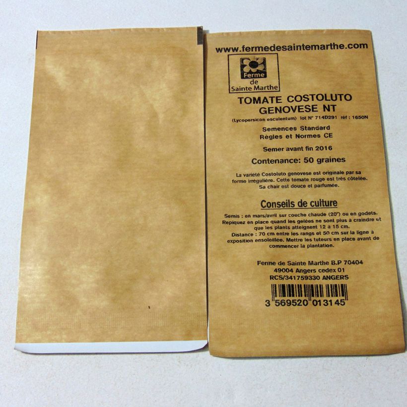 Exemple de spécimen de Tomate Costoluto Genovese NT - Ferme de Sainte Marthe - Solanum lycopersicum  le sachet de 50 graines tel que livré