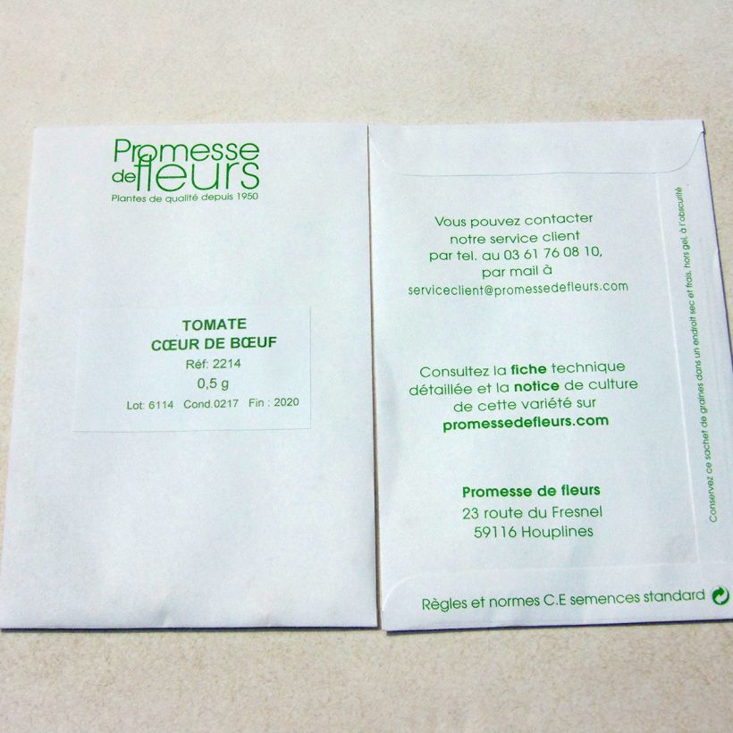 Exemple de spécimen de Tomate Cuor di Bue - Cœur de Bœuf le sachet de +/- 150 graines (minimum 0,5g) tel que livré