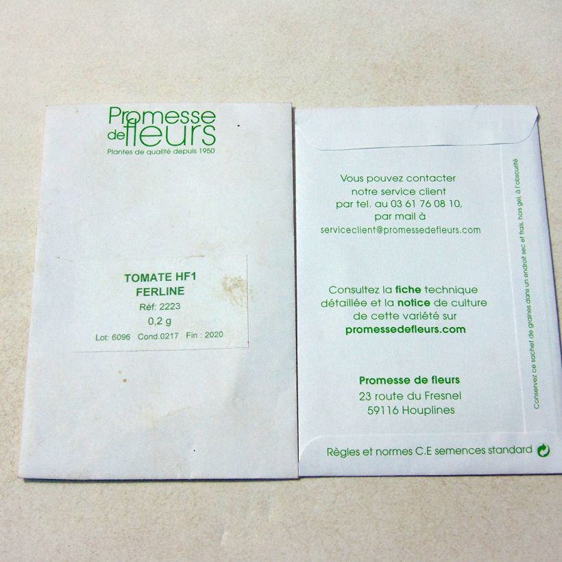 Exemple de spécimen de Tomate Ferline F1 le sachet de 12 graines (0,2g) tel que livré