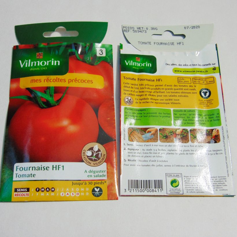 Exemple de spécimen de Tomate Fournaise F1  le sachet de 90 graines (0.3g) tel que livré
