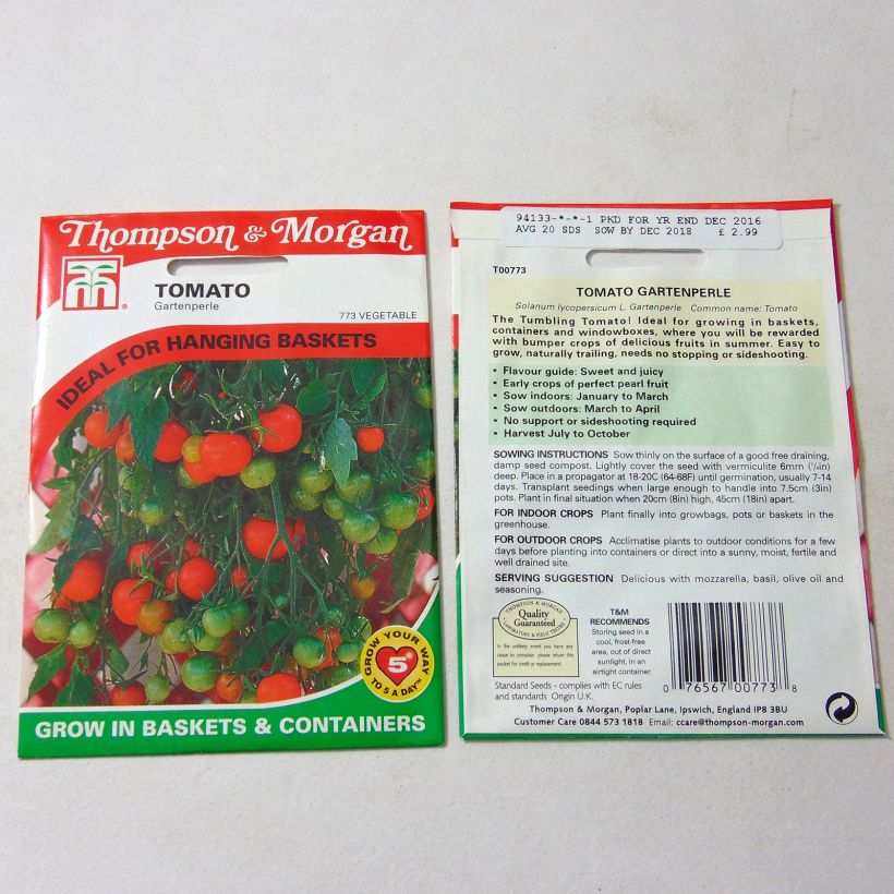 Exemple de spécimen de Tomate Gartenperle - Tomate-cerise le sachet de 20 graines tel que livré