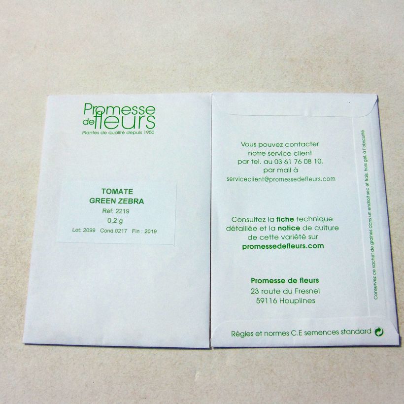 Exemple de spécimen de Tomate Green Zebra  - Solanum lycopersicum le sachet de 40 ? 60 graines (0,2g) tel que livré