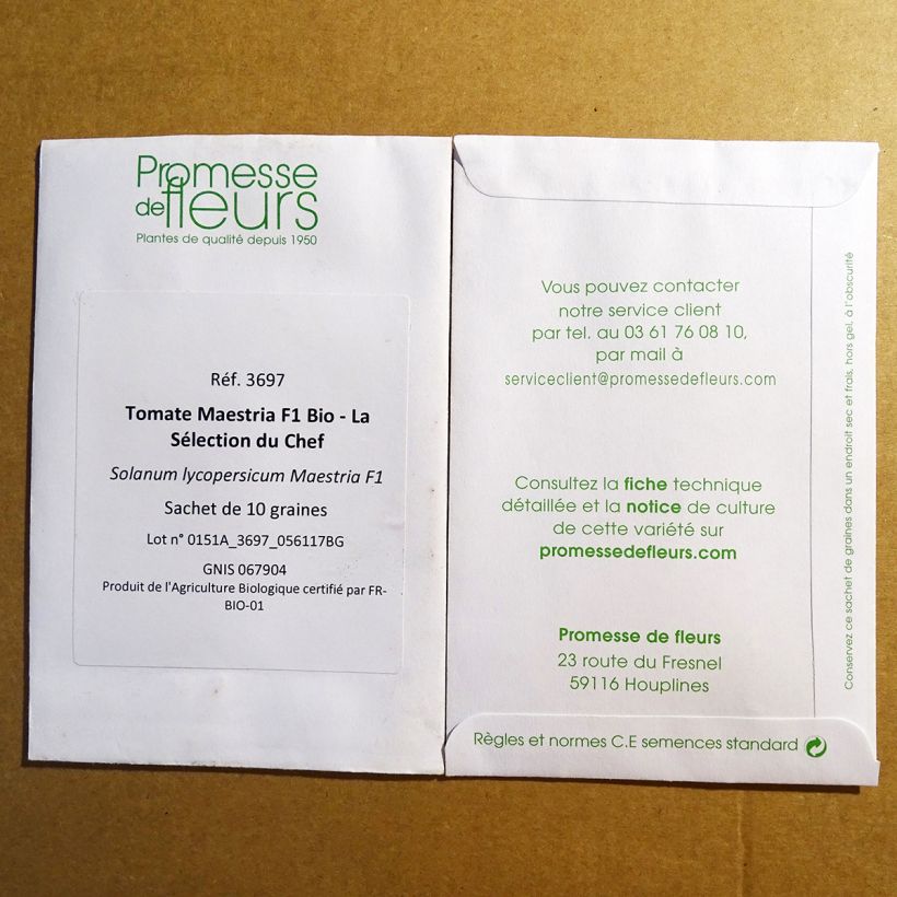 Exemple de spécimen de Tomate Maestria F1 Bio - La Sélection du Chef le sachet de 10 graines tel que livré