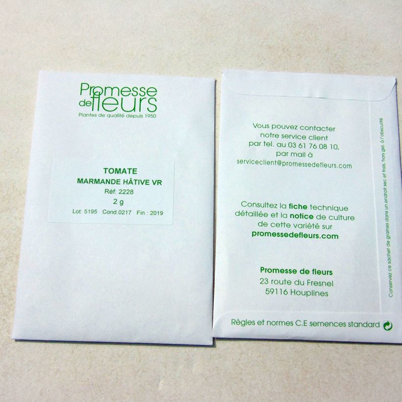 Exemple de spécimen de Tomate Marmande le sachet de +/- 600 graines (minimum 2g) tel que livré