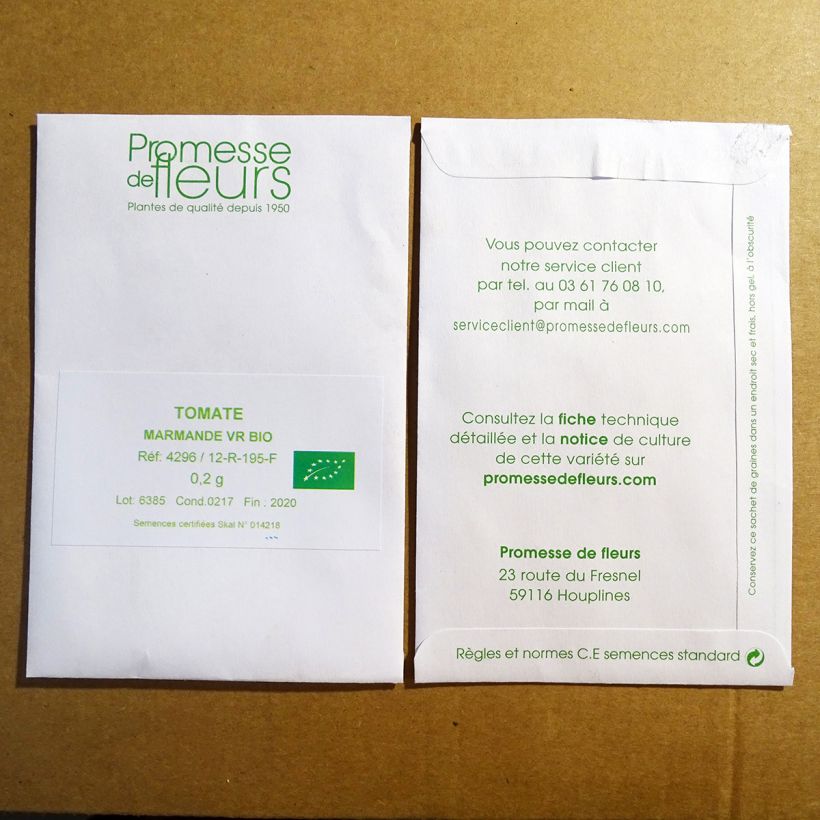 Exemple de spécimen de Tomate Marmande Bio - Solanum lycopersicum le sachet de 50 graines (minimum 0,2g) tel que livré