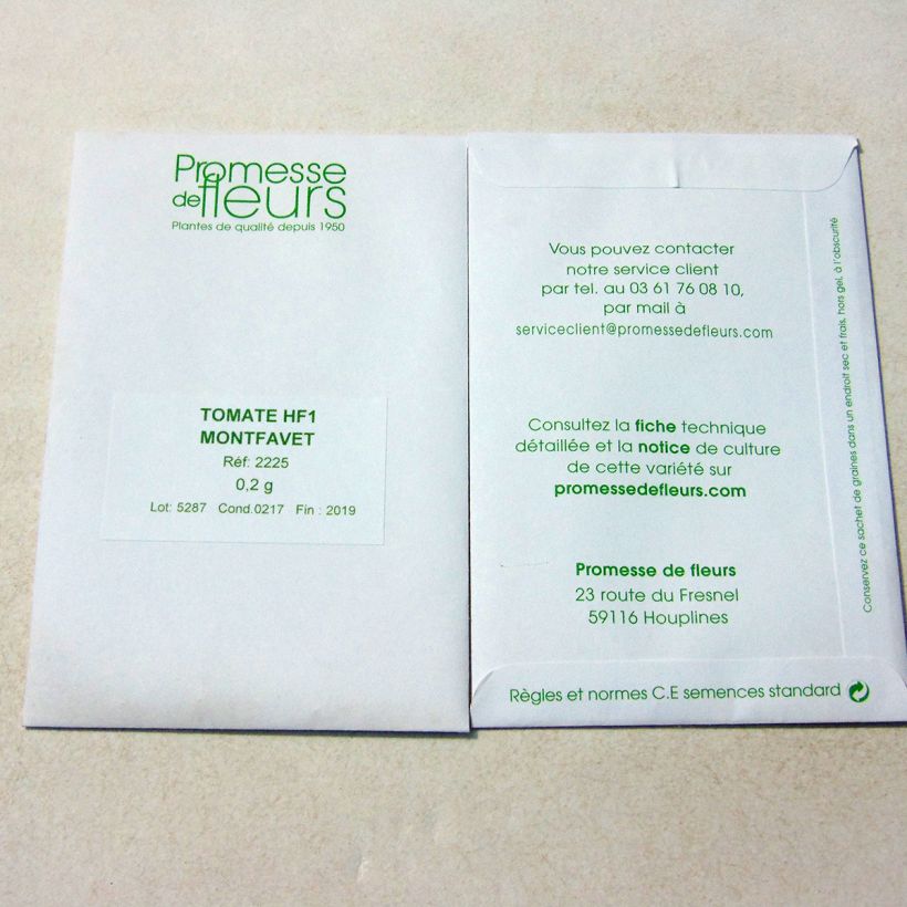 Exemple de spécimen de Tomate Montfavet 63-5 F1 le sachet de 50 graines (minimum 0,2g) tel que livré