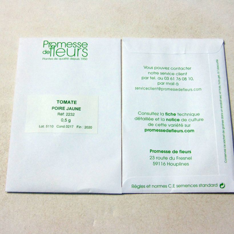 Exemple de spécimen de Tomate Poire jaune (Yellow Pearshaped) - Tomate Cerise le sachet de +/- 250 graines (minimum 0,5g) tel que livré