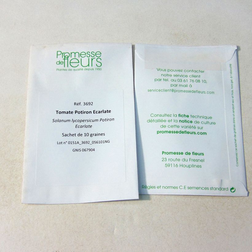 Exemple de spécimen de Tomate Potiron Ecarlate le sachet de 10 graines tel que livré