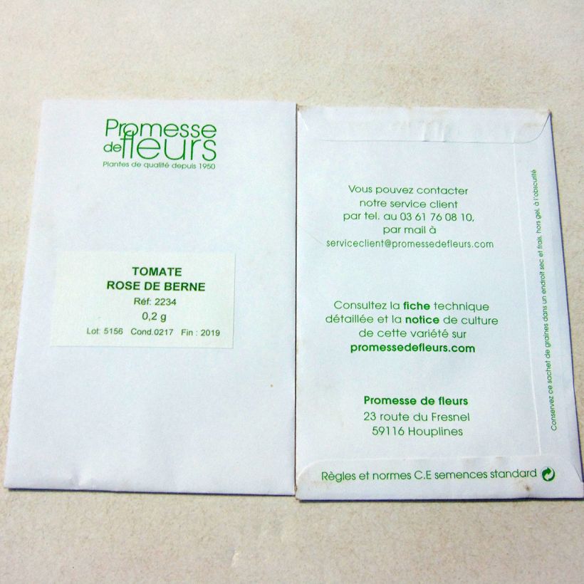 Exemple de spécimen de Tomate Rose de Berne - Solanum lycopersicum  le sachet de +/- 50 graines (minimum 0,2g) tel que livré