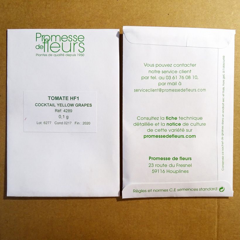 Exemple de spécimen de Tomate cerise Yellow Grapes F1 le sachet de +/- 50 graines (minimum 0,1g) tel que livré