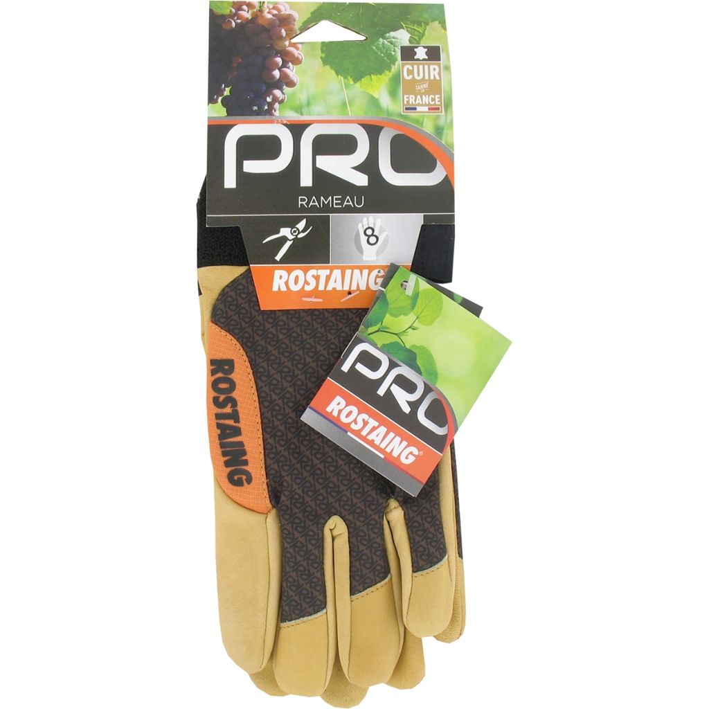 Gants professionnels de taille Rostaing paume cuir Rameau marron