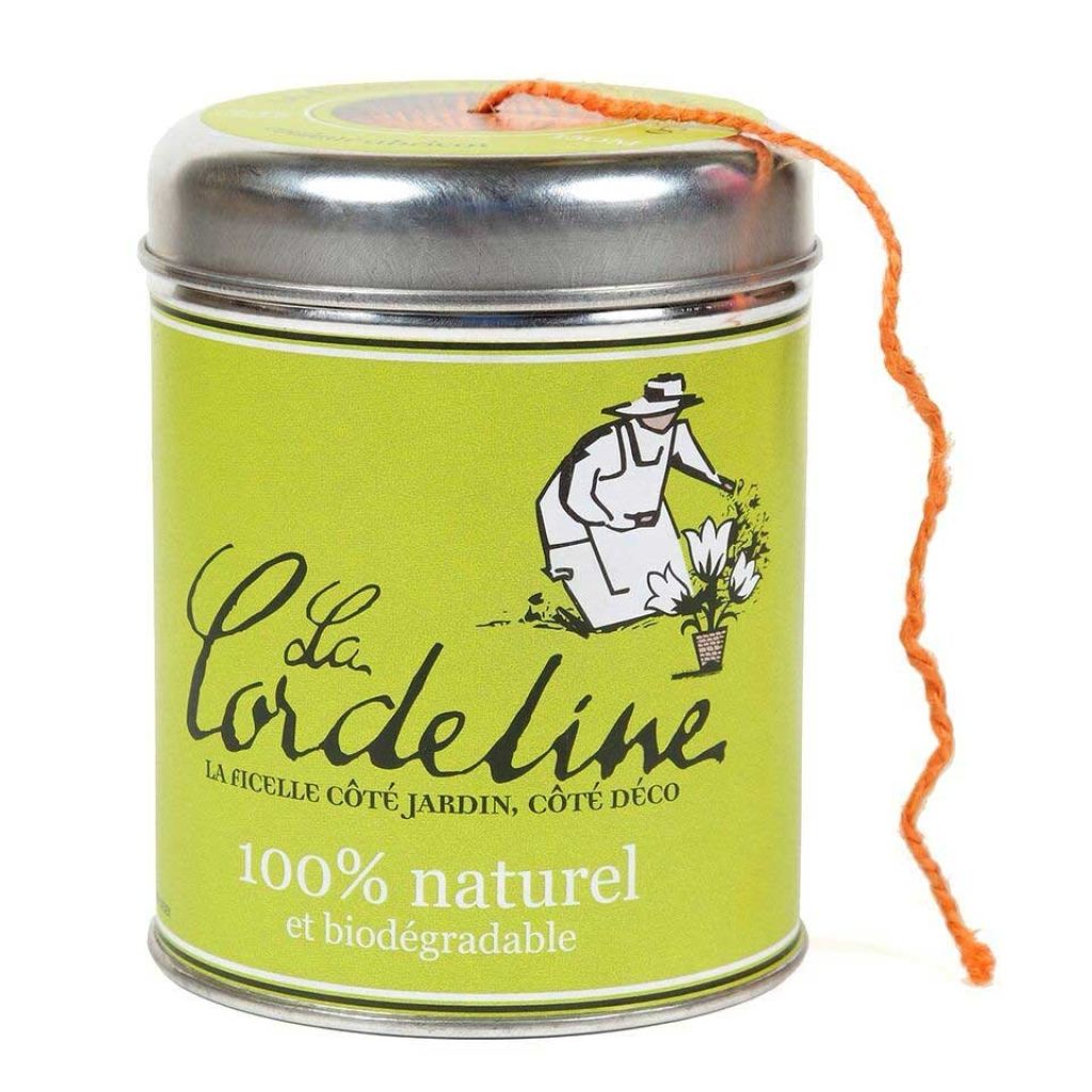 Boîte métallique distributrice et Ficelle en Jute Coloris Abricot - Pelote 200g Ø2mm ±150m 